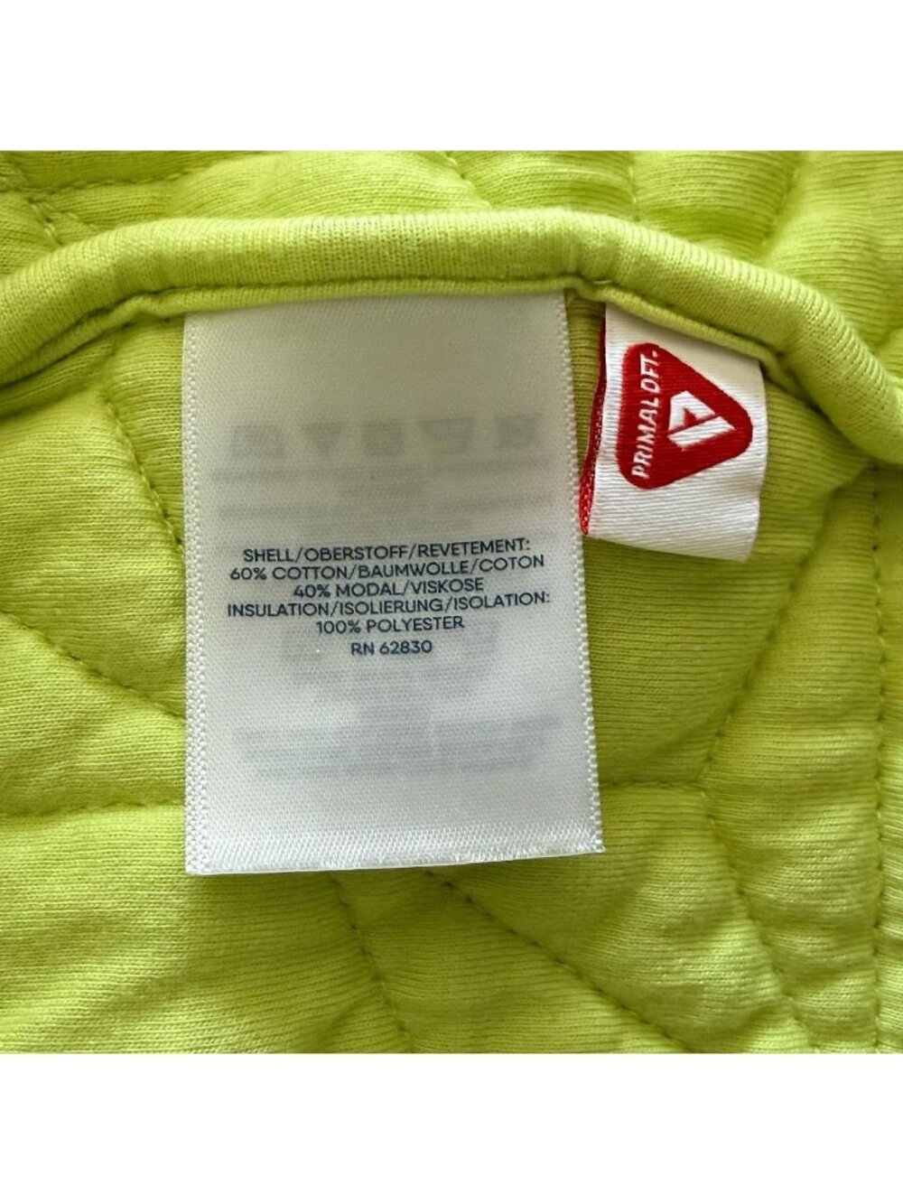 Lands End Womens XL Quilted Jacket Cotton Blend Snap Geometric Chartreuse Yellow - Picture 12 of 16